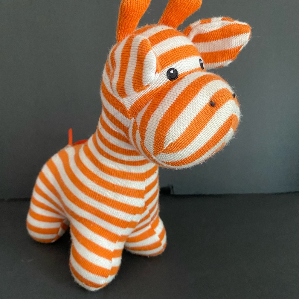 Jellycat Jeffrey Orange and White Striped Stuffed Animal Rattle